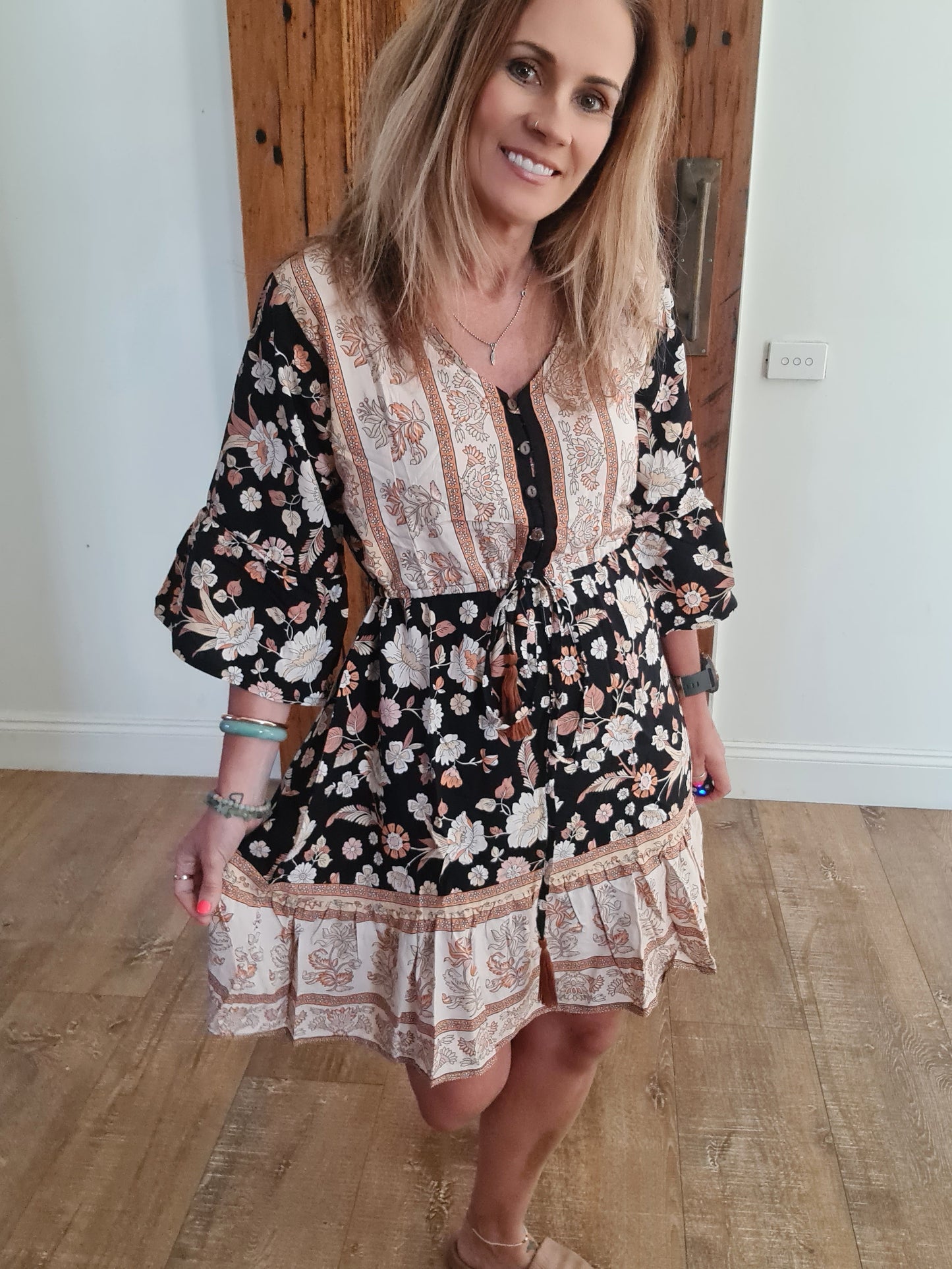 Bella Midi Dress Black Magic O/S