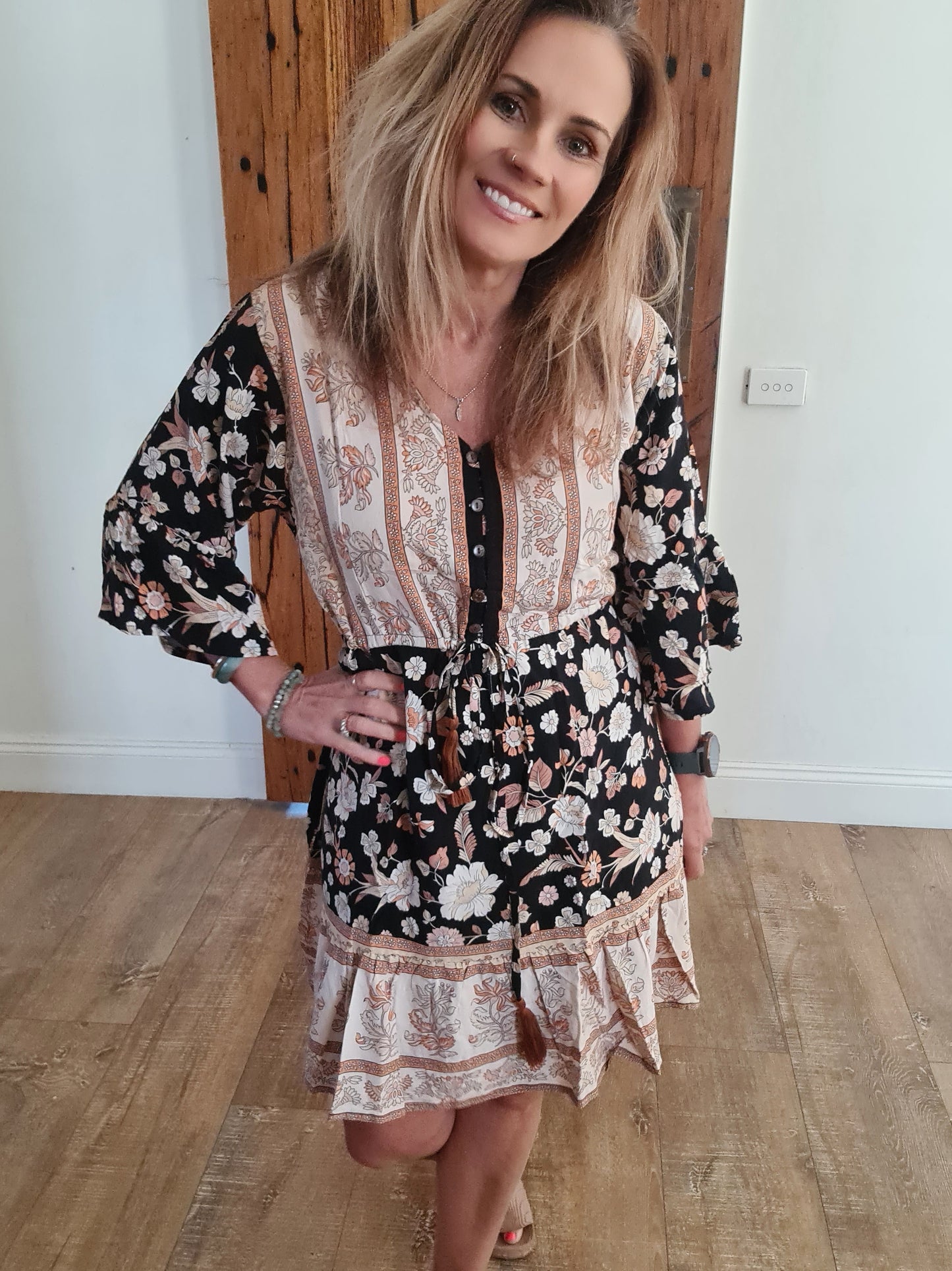 Bella Midi Dress Black Magic O/S