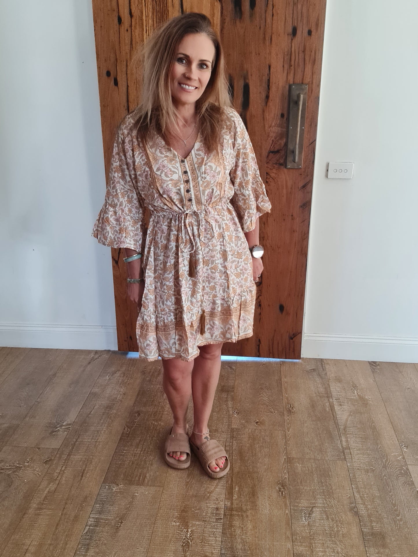 Bella Midi Dress Oatmeal O/S