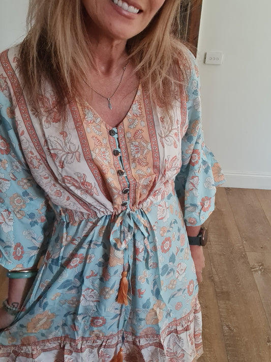 Bella Midi Dress Seafoam O/S