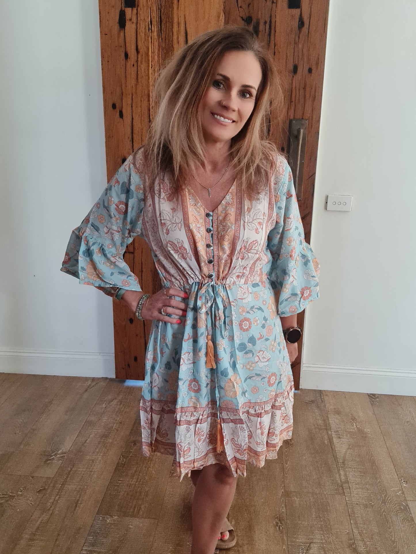 Bella Midi Dress Seafoam O/S