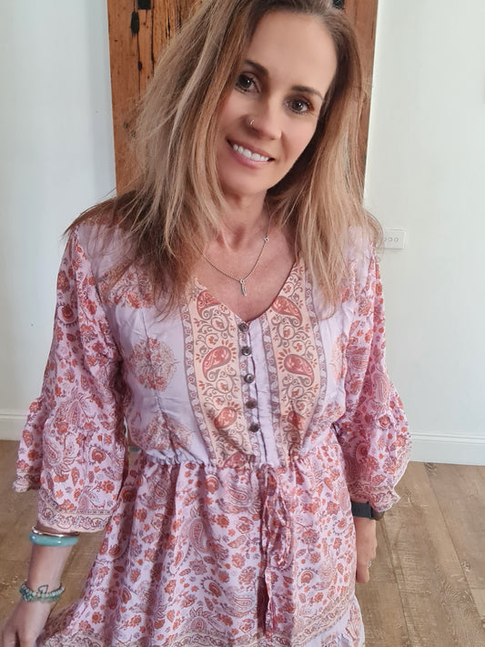 Bella Midi Dress Fairy Floss O/S