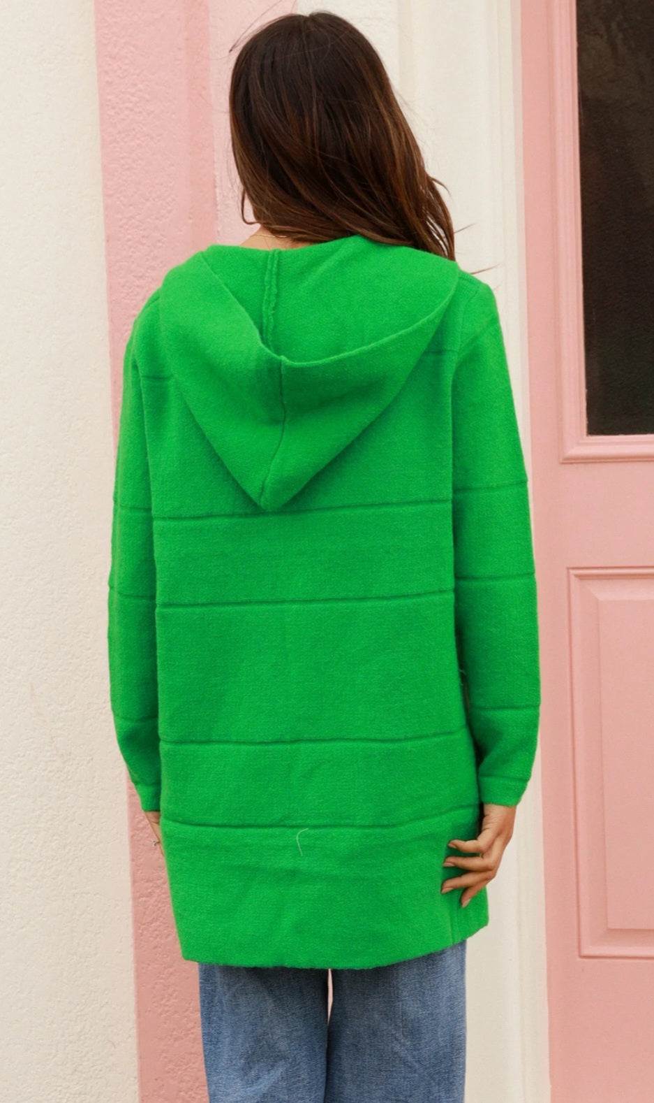 Greta Hood Cardigan Green